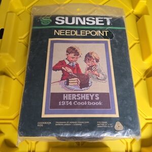 Needle Point Kit  Hershey’s Cookbook Kids Chocolate Cake Sunset Designs Vtg 1983
